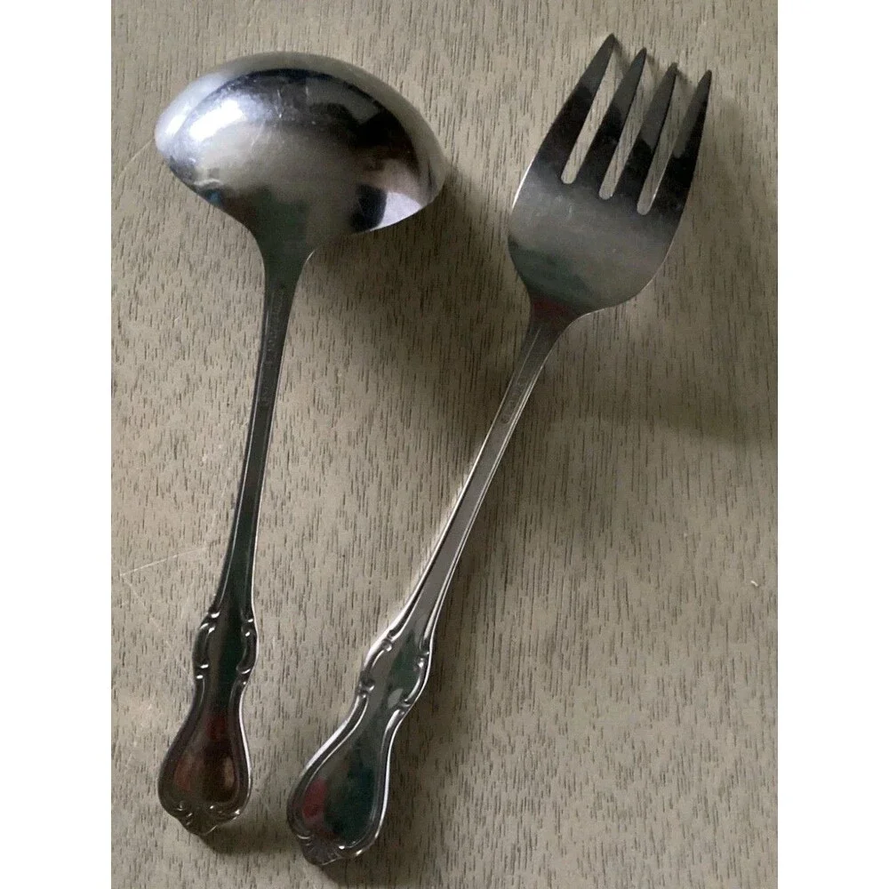 Set 2 Reed & Barton Camelot Gravy Ladle Spoon Serving Fork